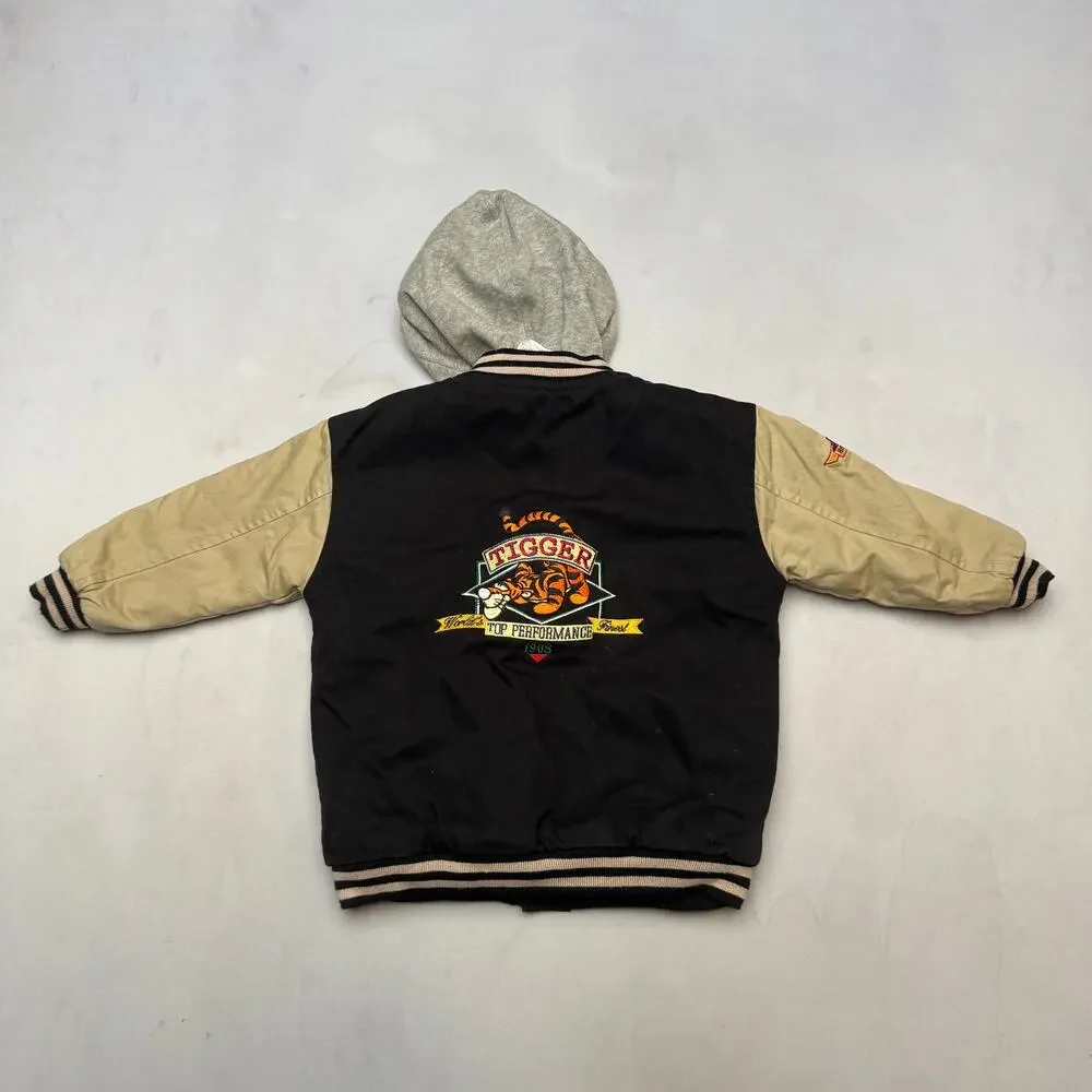 Vintage 90s Disney Store Tigger Varsity Canvas Hooded Jacket Toddler XXS 2/3